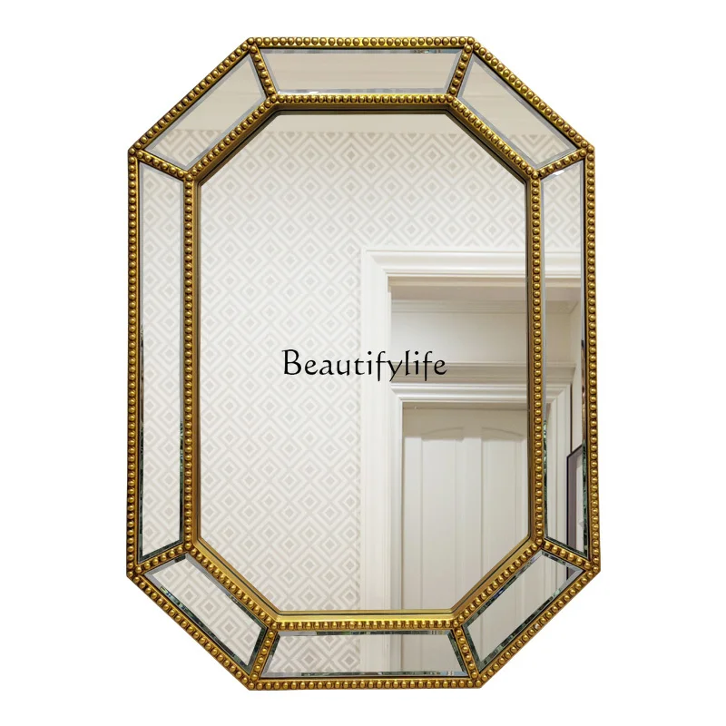 

American light luxury bathroom mirror wall hanging retro bathroom hotel entrance decorative fireplace mirror