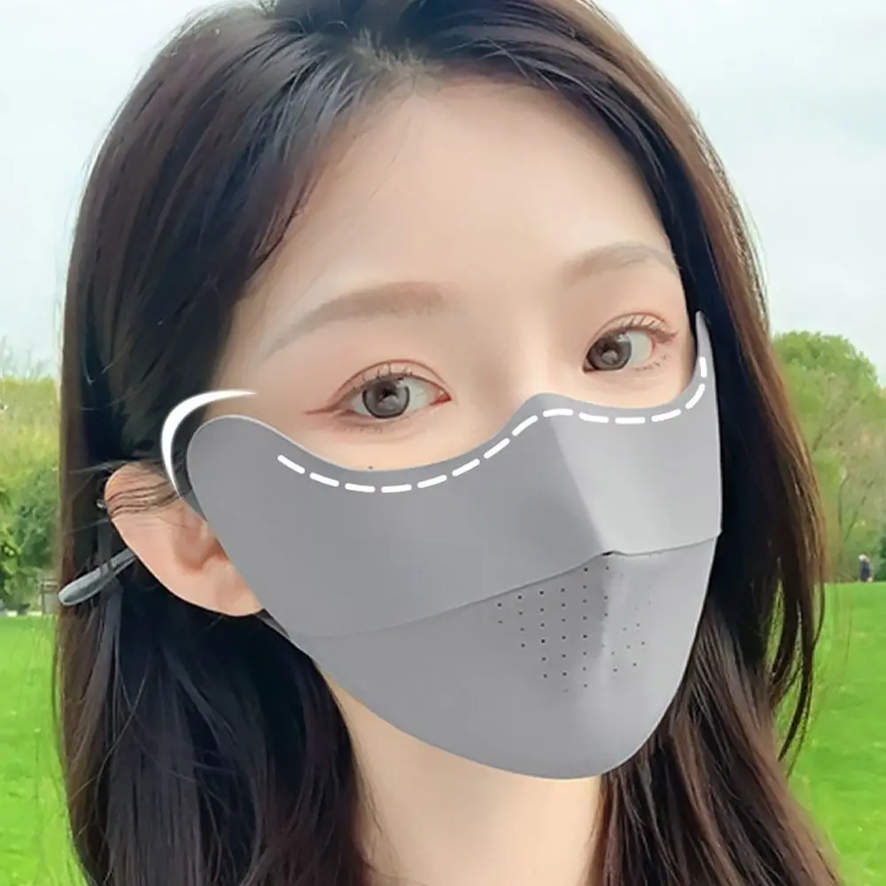 

Breathable Sunscreen Face Scarf Ice Silk Mask Summer Solid Color Face Cover Sunscreen Veil UV Protection Face Gini Mask Hiking