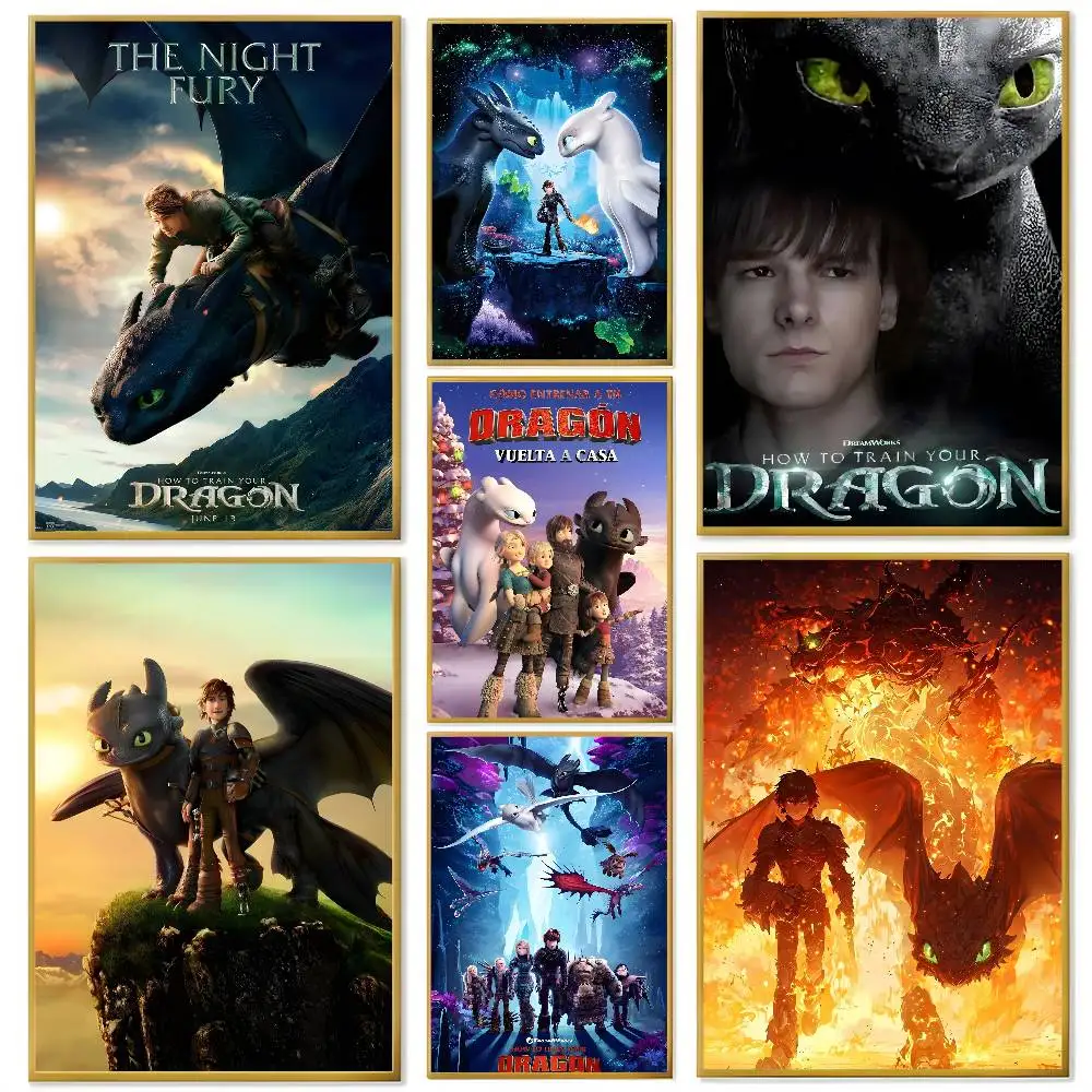 

How to T-Train Your D-Dragon 4 Poster Home decor HD sticky wall waterproof home living room bedroom bar decoration