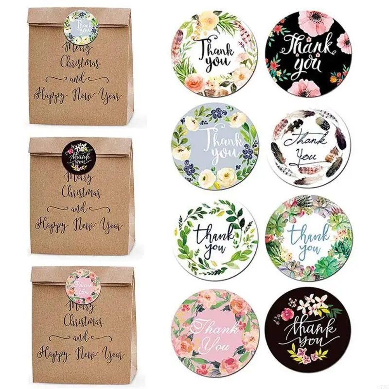 U75C pièces rondes Autocollants Roll Roll Adhesive Floral Label Reward Stickers