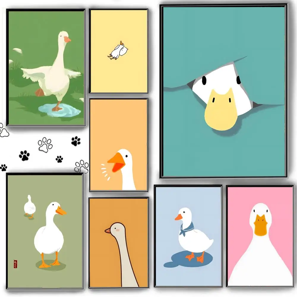 1pc frameless Cute Duck Poster Self Adhesive HD PVC Wall Art - Stain Proof For Home Office