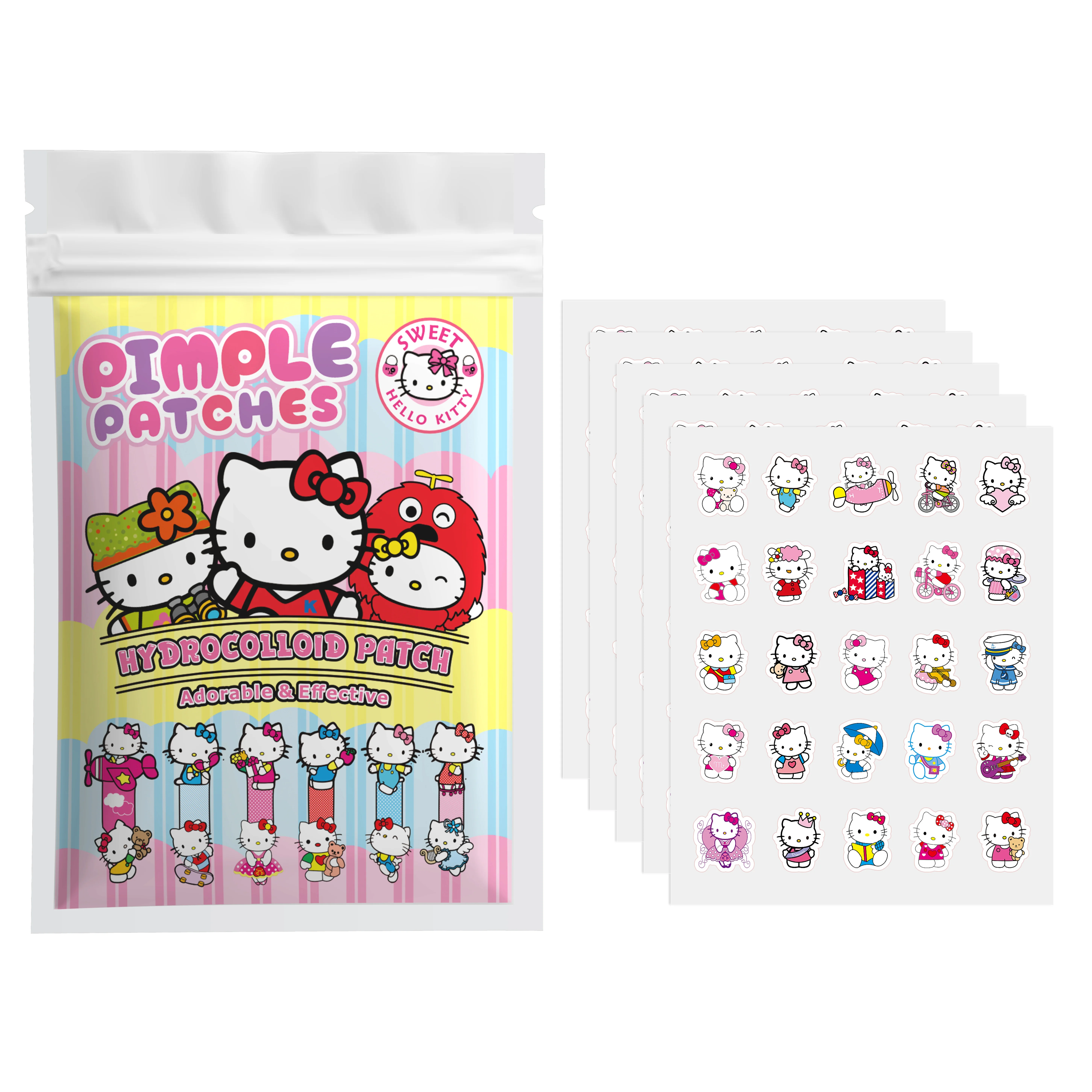 

125PCS hello kitty Acne patches, facial acne patches, hydrogel acne removal patches, concealer