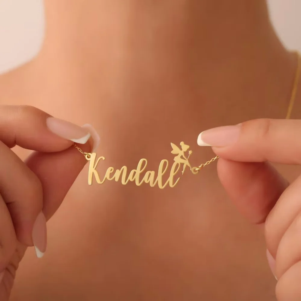 LeeChee الجنية سحر شخصية اسم قلادة اسم مخصص الذهب اسم قلادة الجنية مجوهرات للنساء هدية للأطفال قلادة #3