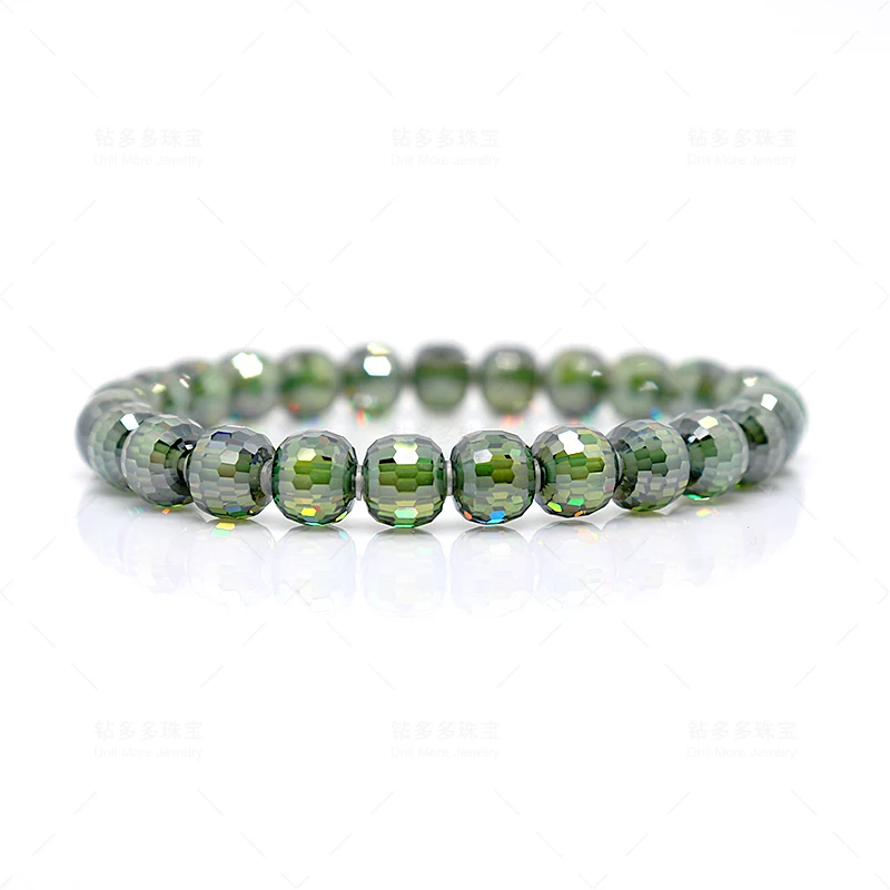 

Wearing A Cool Feeling In Summer Blue Green 8.0mm High-quality Miossante Football Faceted Round Beads Customized Bracelets