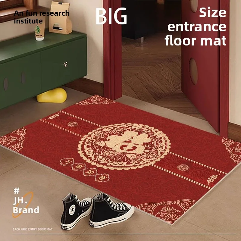 

Новогодний придверный коврик из шелка, высокоэластичный, грязеотталкивающий, с возможностью регулировки размера, для удаления пыли, противоскользящий, для декора дома