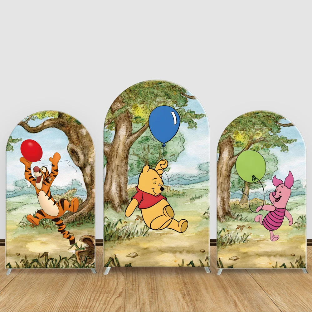 

Winnie The Pooh Arch Backdrop Cover for Child's Birthday Party BabyShower Disney Cartoon Photography Background Party Decoration