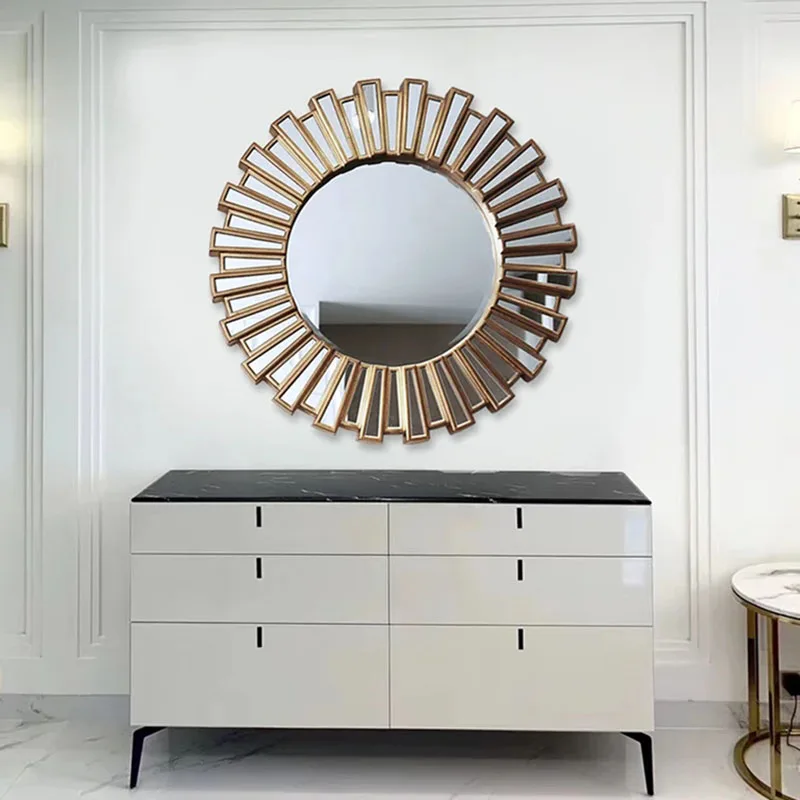 Girls Vintage Wall Mirror Art Round Makeup Nordic Design Wall Mirror Aesthetic Dressing Espejo Maquillaje Luz Home Accessories