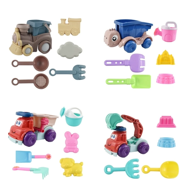 Plastic Toy Set for Kids Aged 4-8 with Sand Bucket Shovel Rake and Molds for Creative Play Engaging Beach Fun