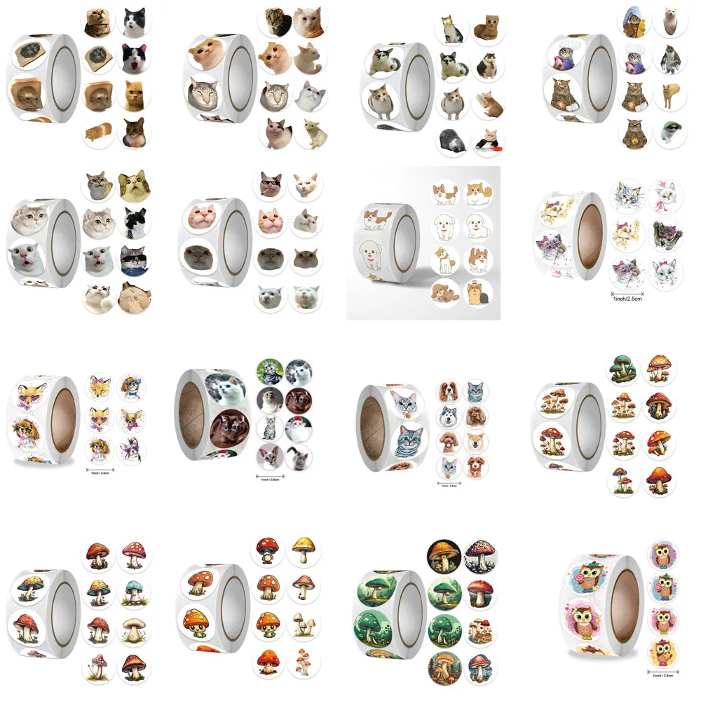 500pcs 귀여운 고양이 동물 보상 스티커 새로운 어린이 동기 부여 스티커 DIY 창의적 친환경 캠퍼스 사무실 자가 접착 라벨