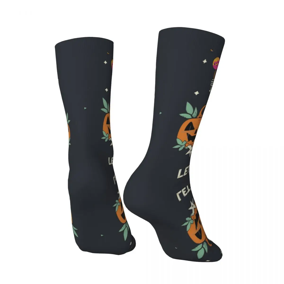 Halloween Bones And Botany Active (1) Men's Socks Vintage Harajuku Skull and Pumpkin Street Style Novelty Seamless Crew Sock