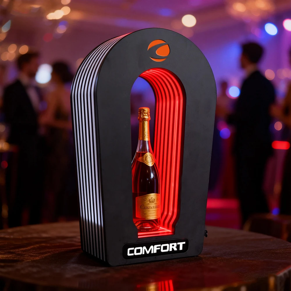 Bar Display Customized LED Glowing Sign Bottle Presenter for VIP Service champagne Bottle Presenter
