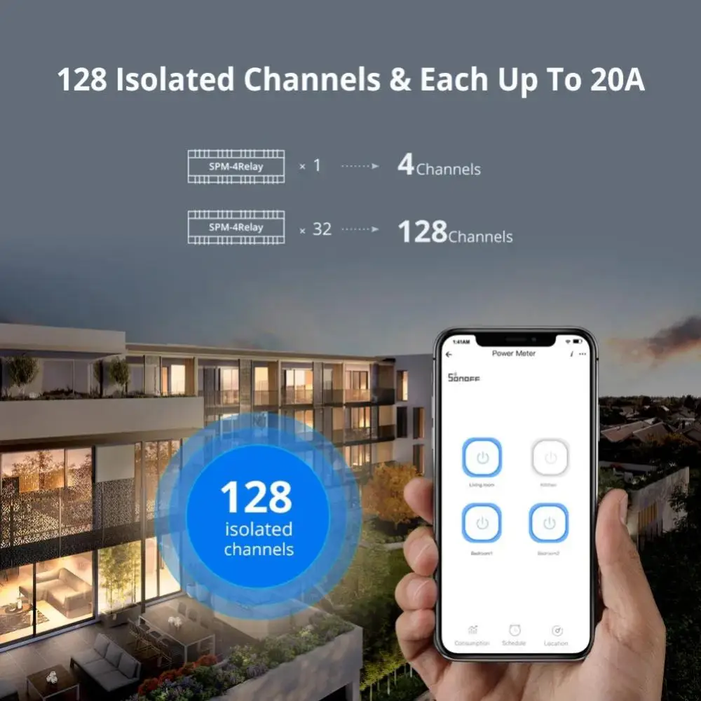 SONOFF Smart Stackable Power Meter SPM-Main Connect Up To 32 SPM-4Relays 4 Channel Energy Monitor Work With Ewelink App Check