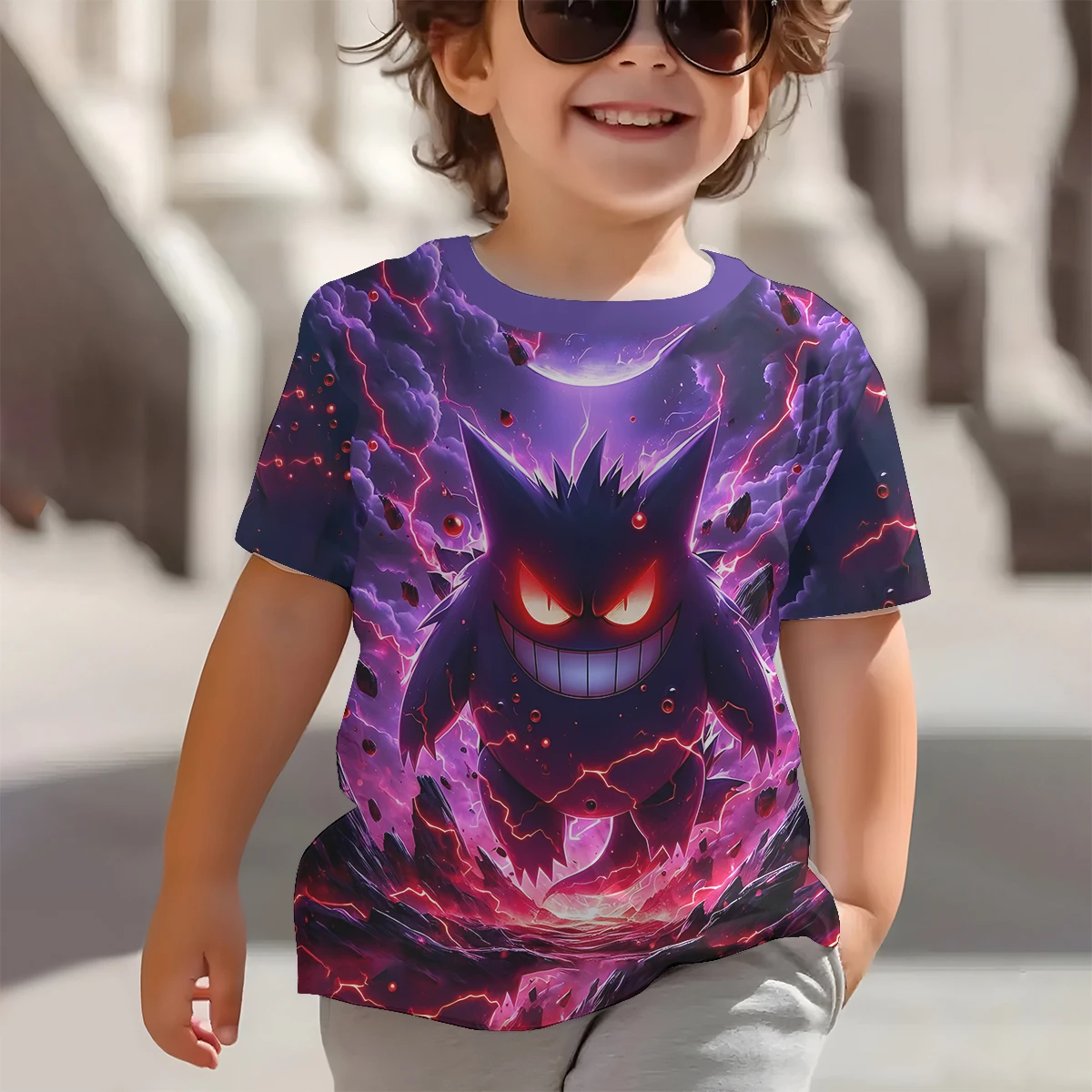 Evil Spirit Gengars Print Baby Clothing 5 to 14 Years Male Outdoor Clothes for Children Boy Girl Child T-Shirt Top Shirts