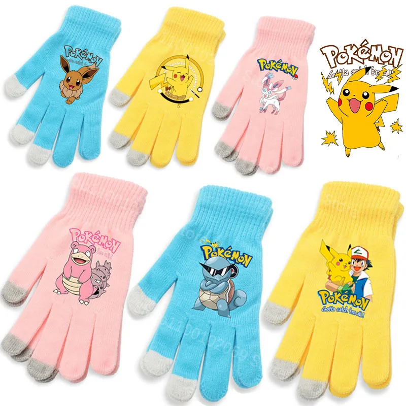 gants-pokemon-kawaii-dessin-anime-pikachu-imprime-tricote-gants-enfants-hiver-exterieur-epaissi-chaud-gant-enfants-cadeaux-d'anniversaire