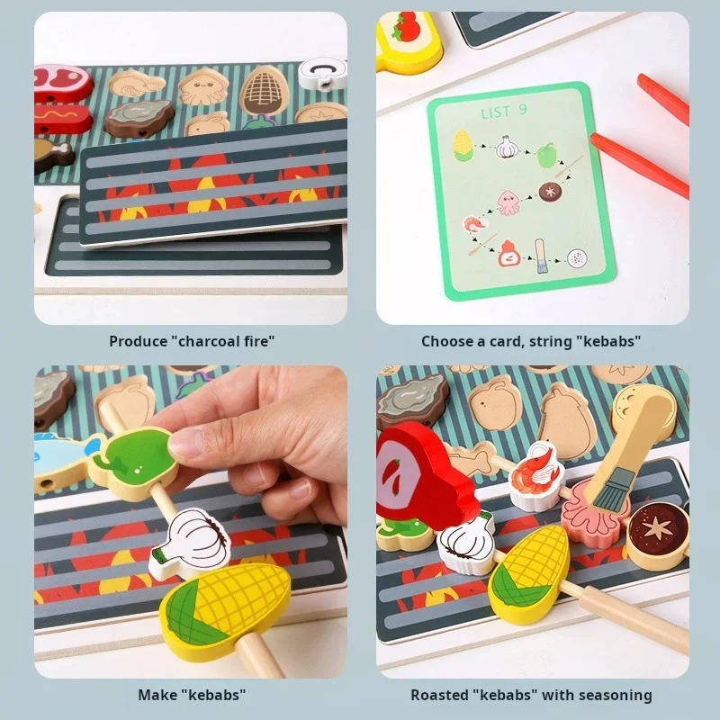 Nouveaux enfants jeu de rôle jouet en bois semblant Barbecue boutique enfant en bas âge éducation précoce en bois cuisine jouet enfants cadeau éducatif