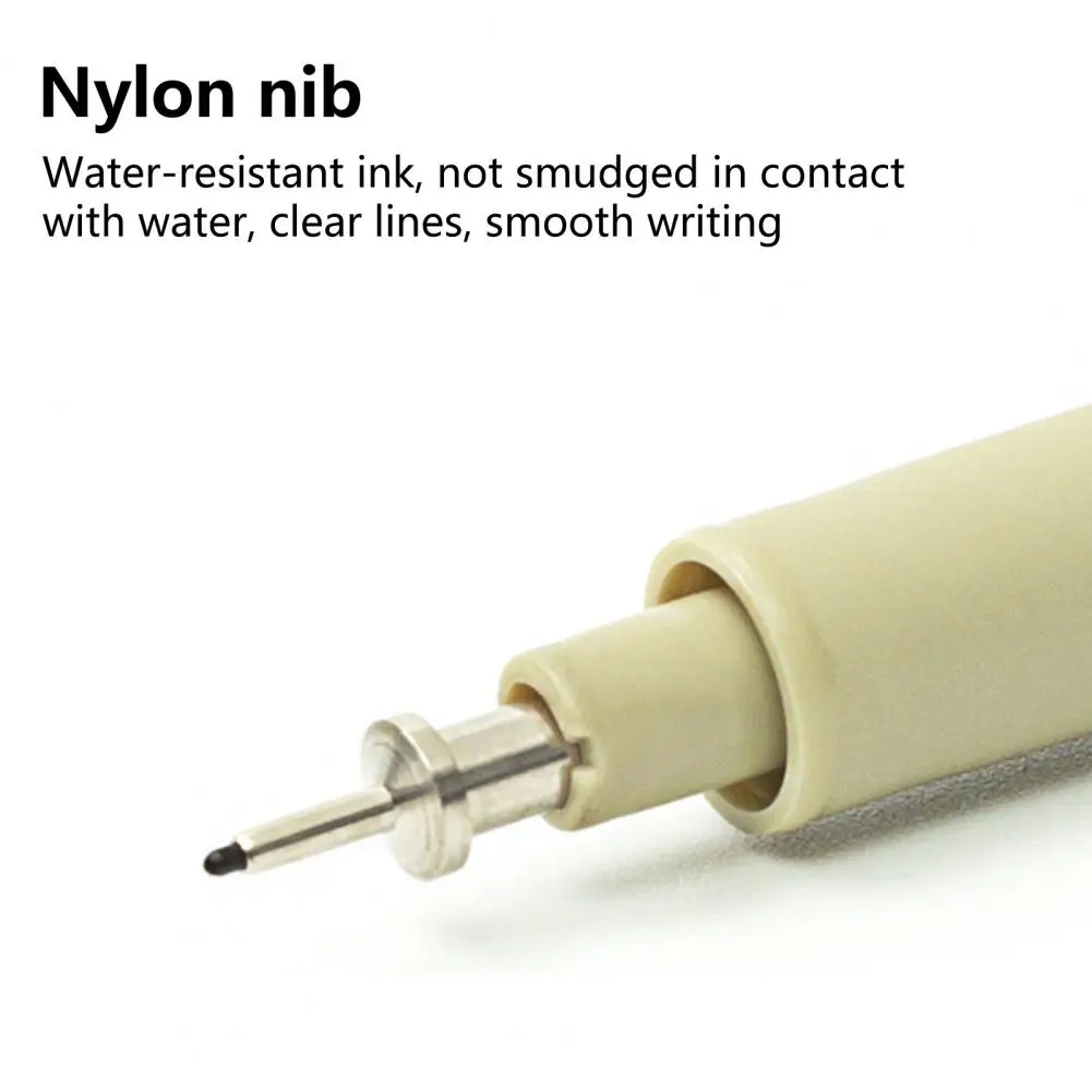 Tahan air 12Pcs berguna hitam sketsa lukisan pena tahan aus seni pena gambar menulis dengan lancar perlengkapan rumah