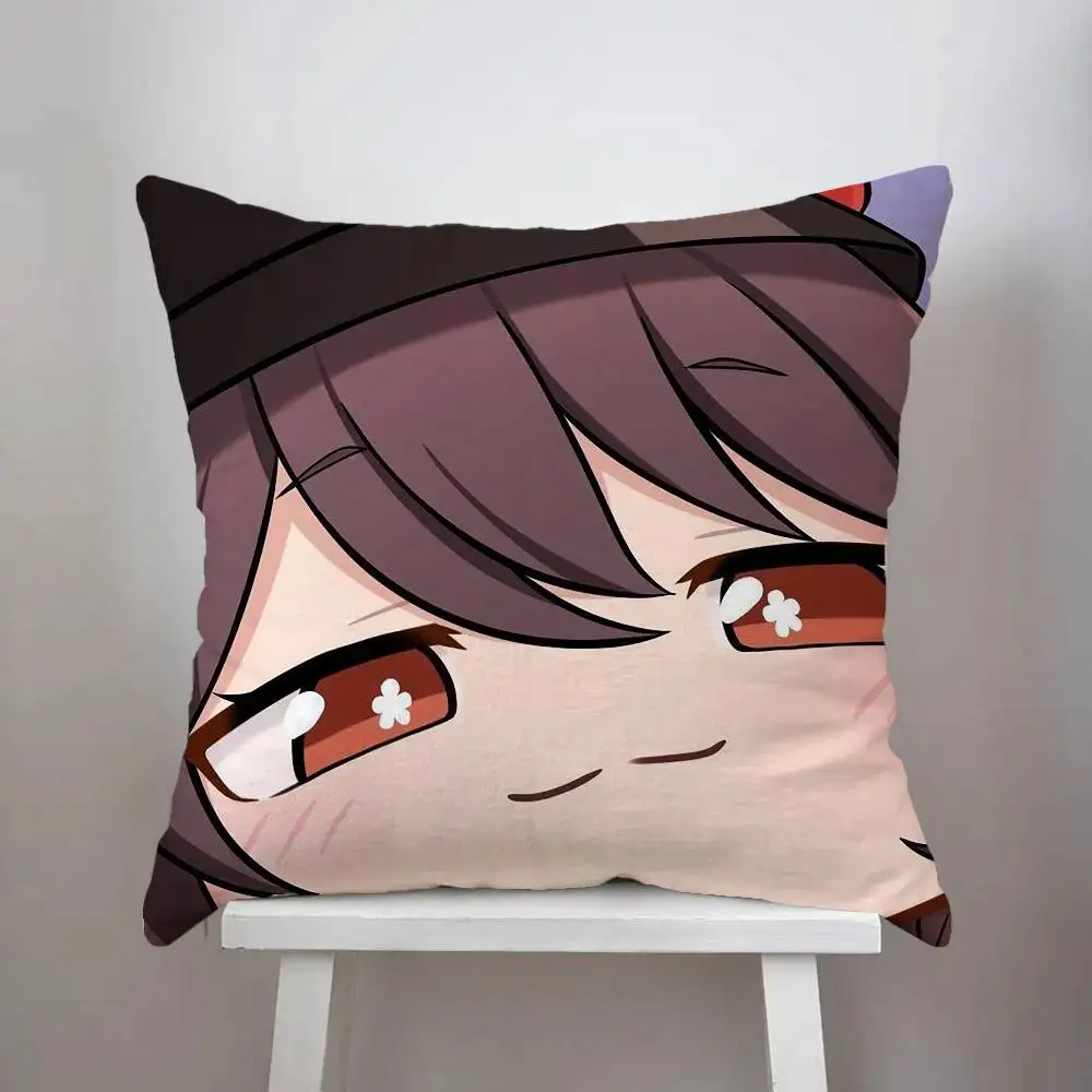 Genshin تأثير كيس وسادة لطيف على الوجهين الطباعة غطاء الوسادة 45x45 الوسائد الزخرفية أريكة ديكور المنزل المخدة الناعمة #3