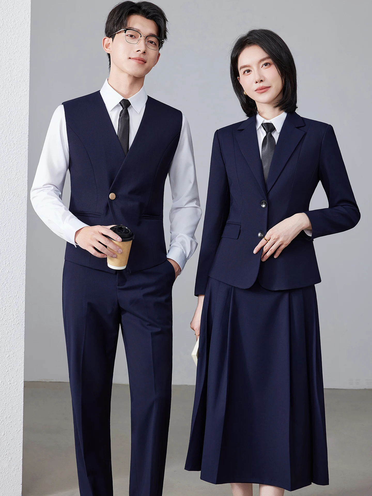 

Комплект деловой одежды для работы: жилет и костюм для мужчин и женщин, профессиональный, формальный, с завязками, из полиэфирного волокна, с круглым низом, длинный рукав, цветной