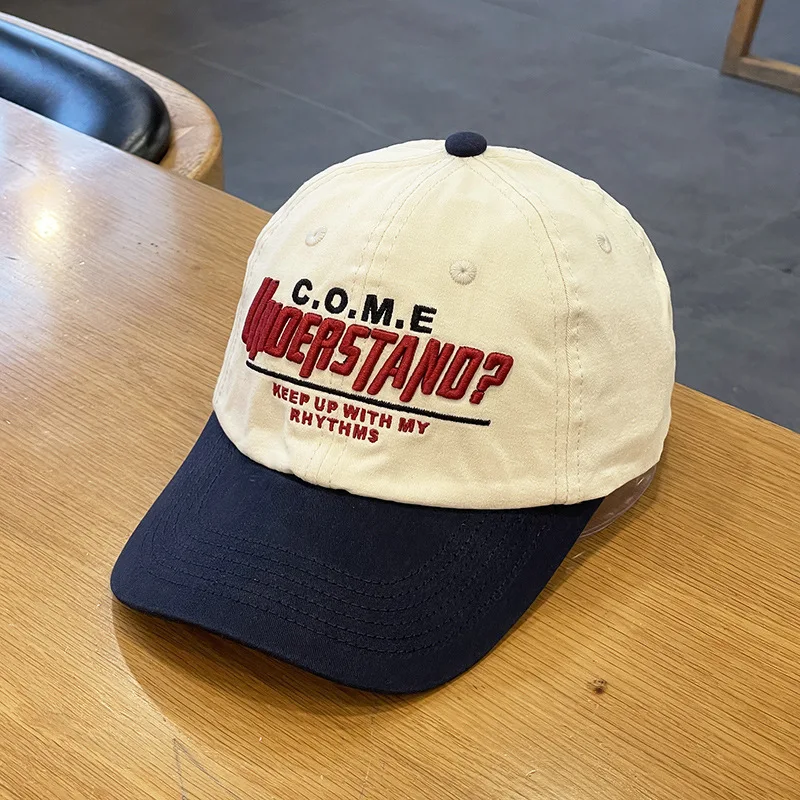 letter embroidery color matching hat female couple contrasting color semi-soft top baseball cap sunshade cap male tide