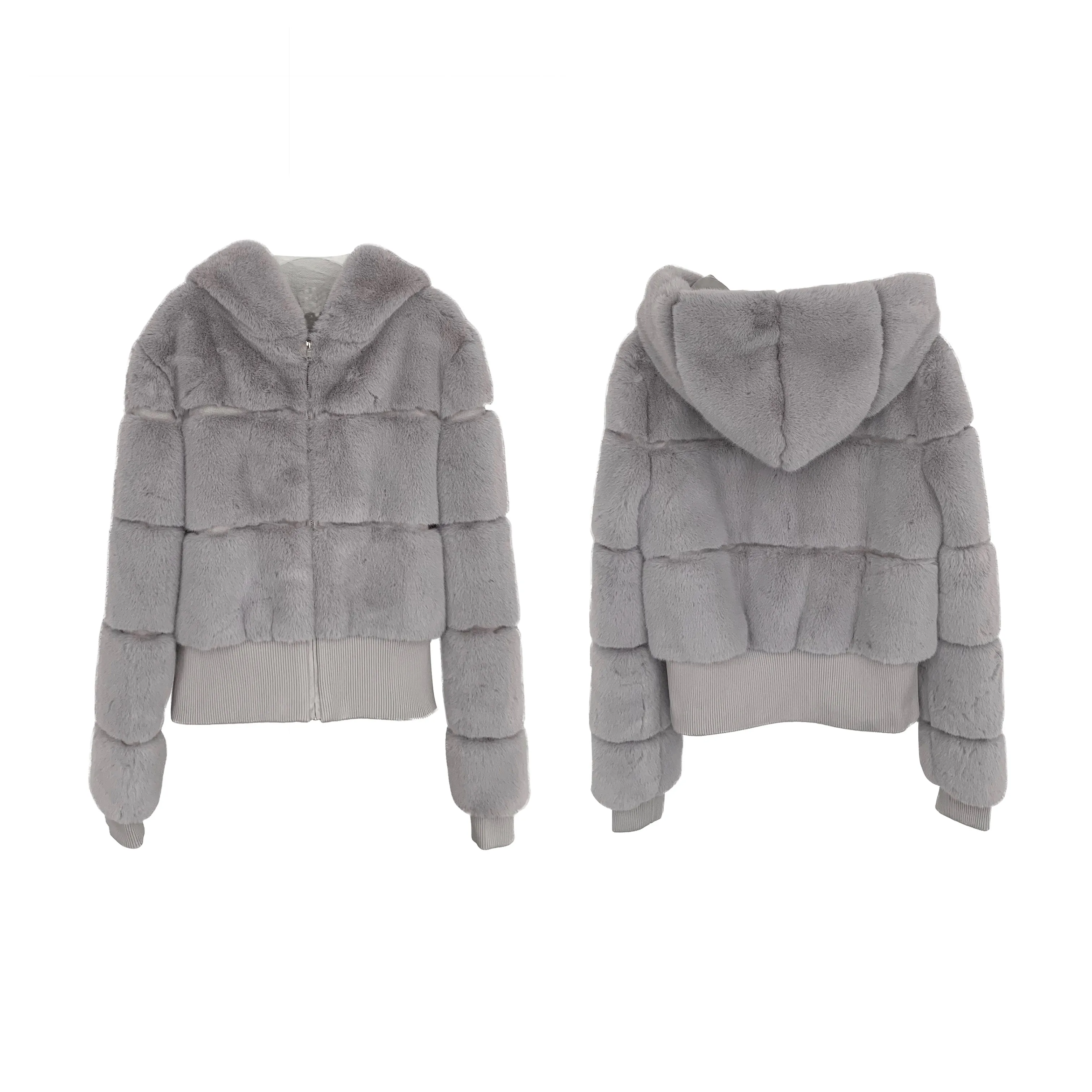 2025 ملابس نسائية عالية الجودة تشبه المنك تقليد الفراء مقنعين معطف طويل الأكمام شتاء جديد 1116 #1