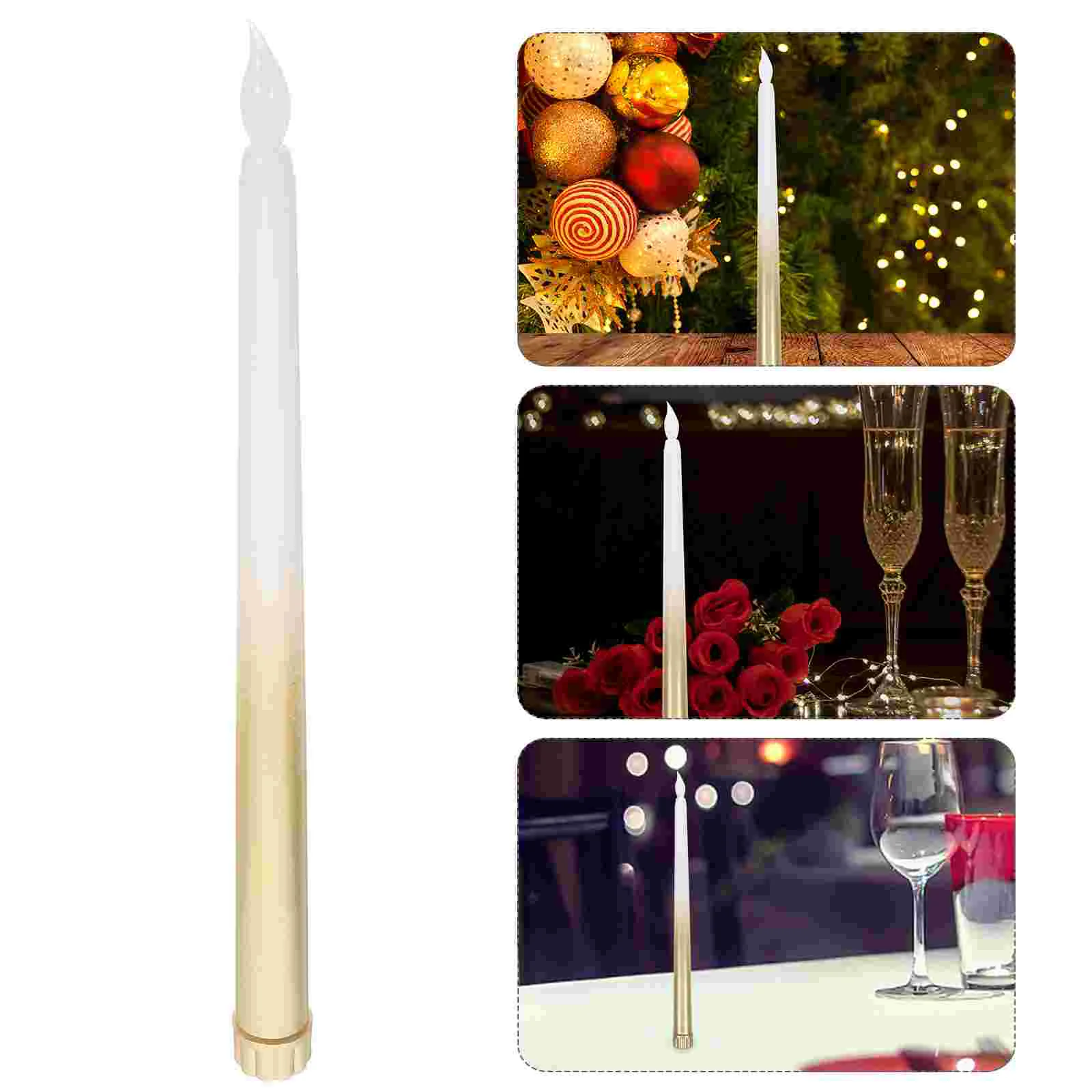 Decoração de luz LED velas cintilação piscando castiçais brancos cônicos sem chama