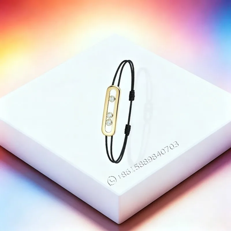 

MSK 925 sterling silver, three-diamond sliding wristband, suitable for stacking. For couples, as gifts, for a touch of luxury