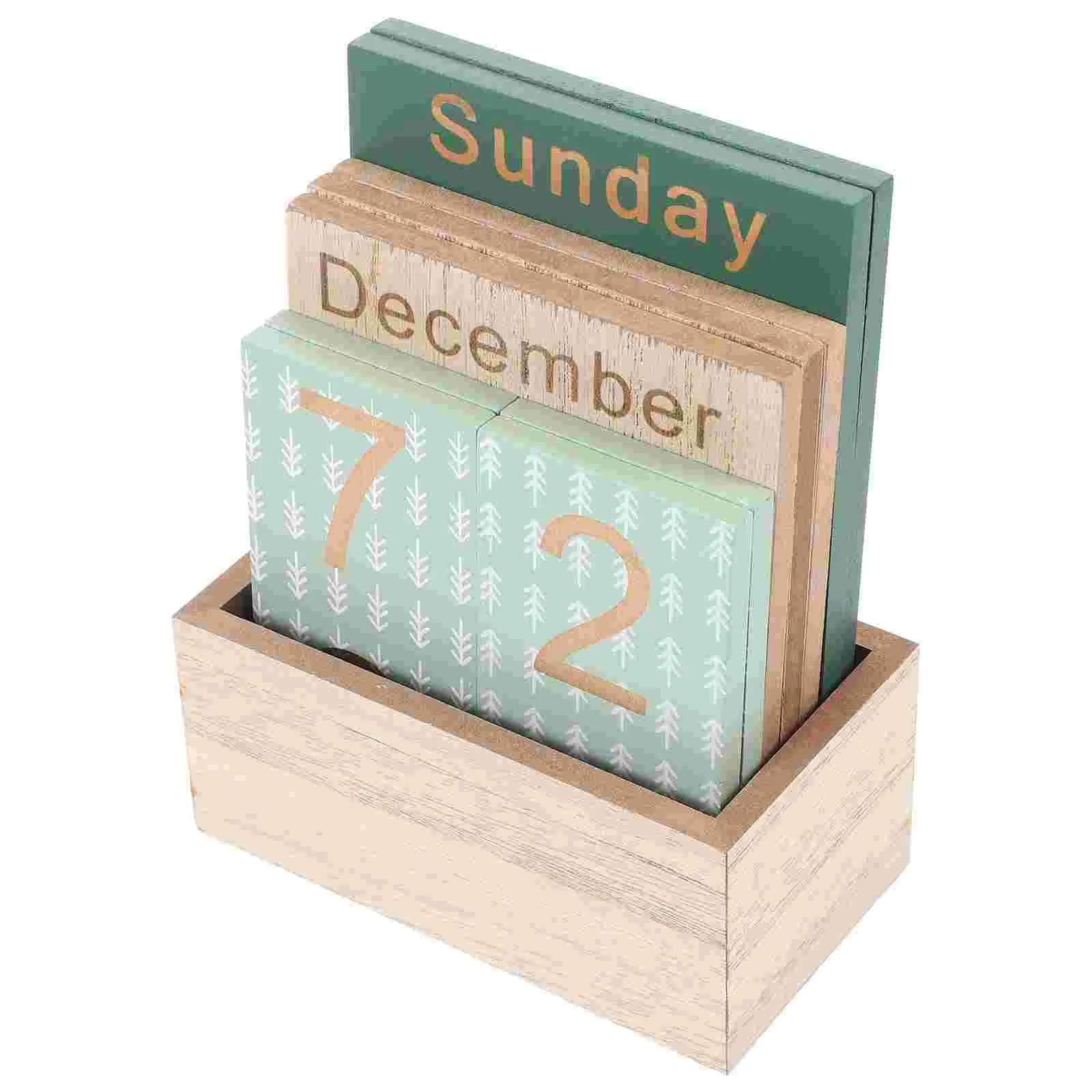 

Wooden Calendar Display Desk Calendars Month Date Desktop Blocks Tabletop Office