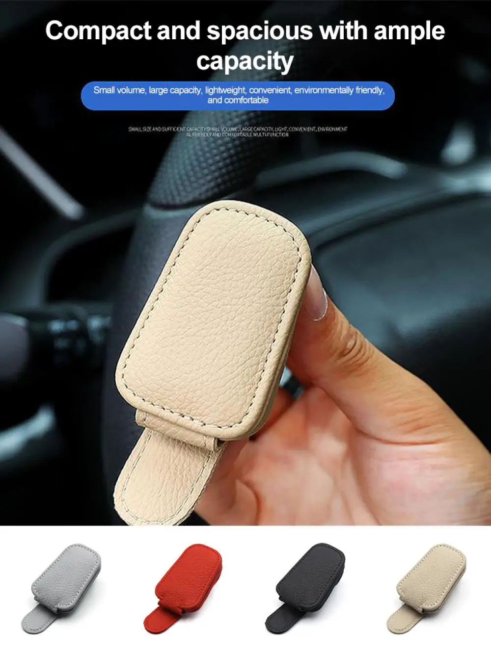 Auto-Sonnenbrillenhalter für Sonnenblende, Brillenclip aus Rindsleder, Brillenetui, Auto-Styling, Ticket- und Kartenclip, Innenzubehör – Detail 8