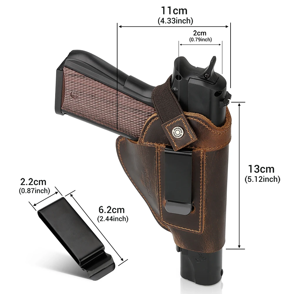 LAREET 100%Genuine Leather Universal Gun Cover With Concealed Carry Holsters Belt for All Size Handguns