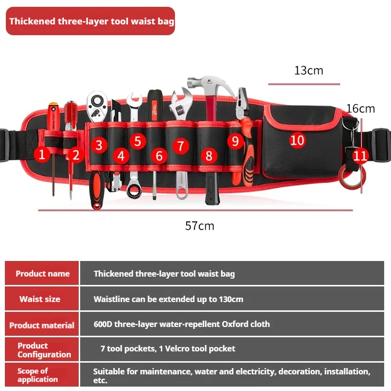 متعددة الوظائف أكسفورد القماش سميكة أداة كهربائية جيب صيانة العمل الجوي للكهربائي نجار طويل جيب Portab