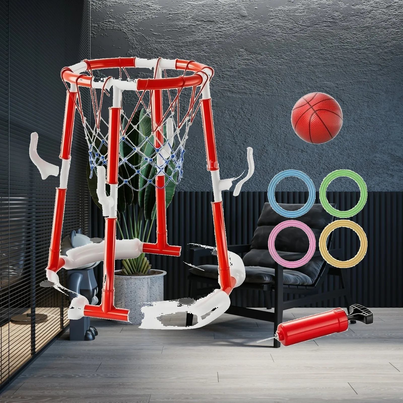 Water Basketball Hoop Set with Ring and Net for Kids Summer Pool Party Activities