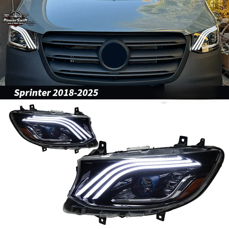 

Suitable for Mercedes Sprinter Headlight Assembly Modification Maybach Style LED Bi-Optic Lens Tri-Eye Daytime Running Light