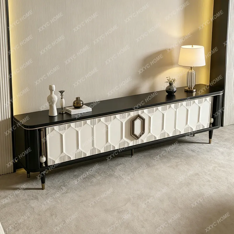 light luxury paint TV cabinet villa living room advanced decorative cabinet modern household storage floor side cabinet