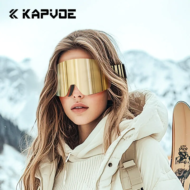 

KAPVOE Maze Pattern Magnetic Ski Goggles Unisex Outdoor Eye Protection Windproof Waterproof UV Protection Snowboarding Glasses