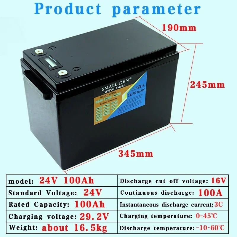 24V 100Ah air freight lithium iron phosphate battery with built-in  lithium iron phosphate battery 6000+golf cart solar energy