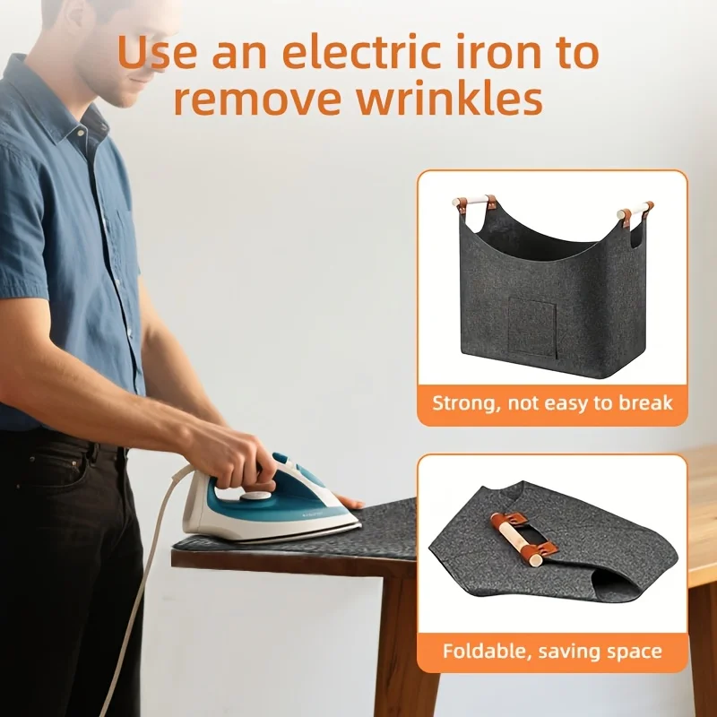 قطعة واحدة من سلة الحطب الكبيرة جدًا القابلة للطي، شديدة التحمل مع مقابض معززة - تخزين متعدد الاستخدام - رمادي داكن