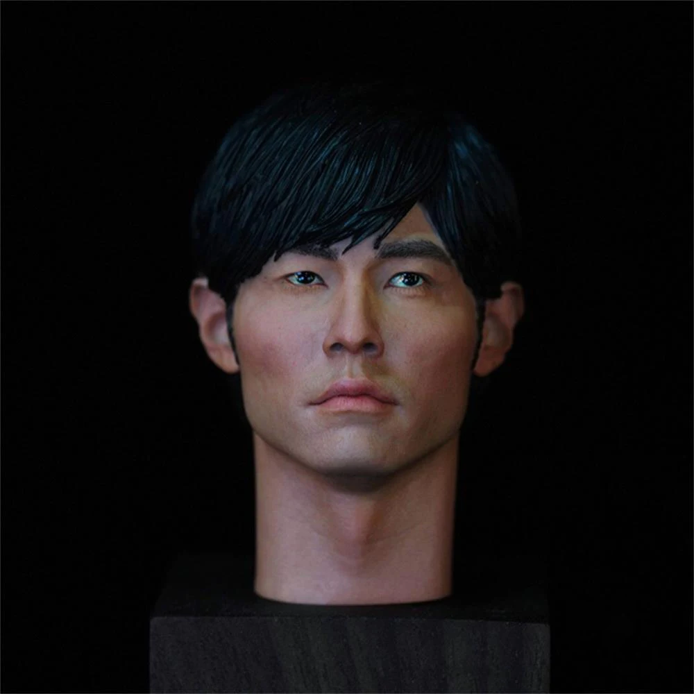 

Hot Sale 1/6th Hand Painted Middle Aged Asian Singer Jay Chou Black Hair Head Sculpture Carving for 12'' PH TBL Action Figure