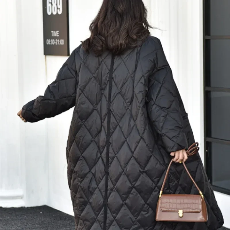 2024 New Women Down Cotton Jacket Keep Warm Winter Coat Women Mid-length Collar Parkas Loose Outwear Fashion Large Size Overcoat