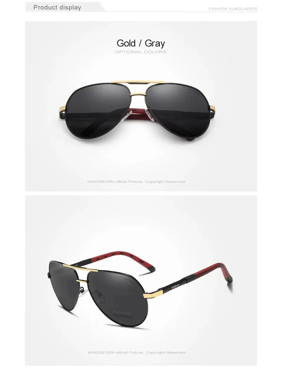 KINGSEVEN Marke Klassische Pilot männer Sonnenbrille Polarisierte UV400 HD Objektiv Luxus Retro Fahren Gläser Frauen Große Rahmen Brillen – Detail 4