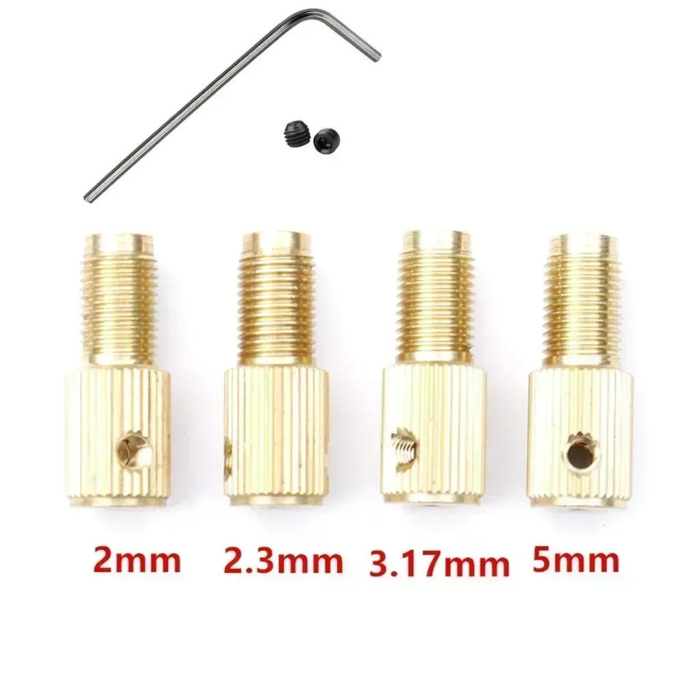 Drill Chuck Shaft Mini Brass Drill Clamp Chuck Connecting Rod M8-2/2.3/3.17/5mmElectric Motor Shaft Drill Chuck Adapter