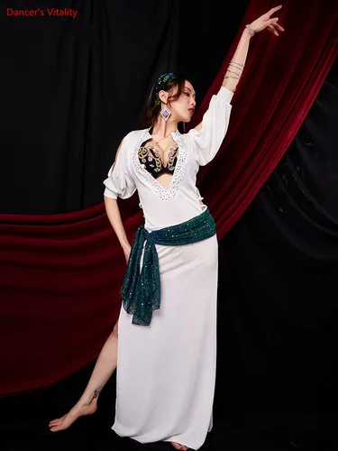Imagen 1 del producto Bata de danza del vientre para mujer, ropa de práctica para mujer, bata, vestido de danza del vientre, disfraz, ropa de danza Oriental