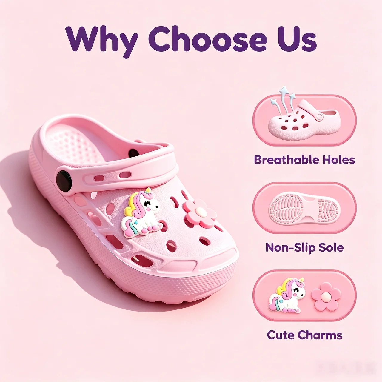 Mädchen-Hohlsandalen aus EVA mit niedlichem Einhorn-Dekor, verstellbarem Riemen, zum Hineinschlüpfen, leichte, bequeme, lässige Alltagsschuhe für das Wasser. – Detail 8