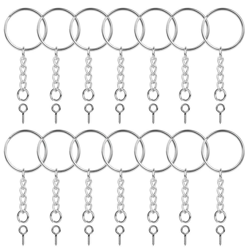 90 Stück Metall-Schlüsselanhänger mit Spaltringen, Gliederkette, Schlüsselringe, Schlüsselanhänger, Schlüsselanhänger-Halter, DIY-Schlüsselketten, Schlüsselring-Zubehör