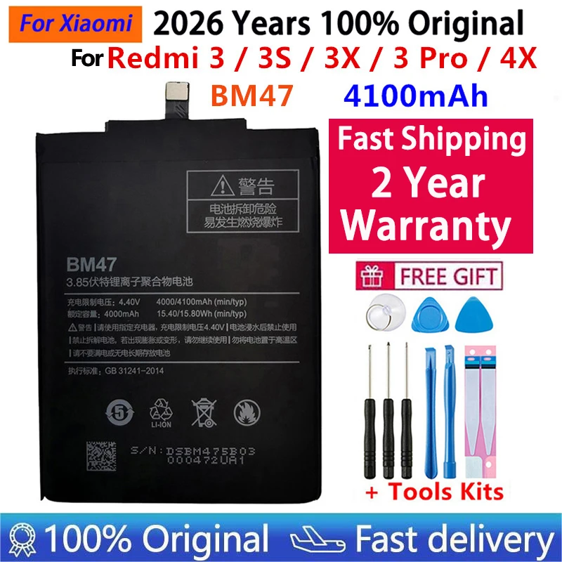 100% Original Battery BM46 BM47 BN30 BN31 BN45 For Xiaomi Redmi Mi 3 3S 3X 4X 3 pro Note 3 5 5A 6 4A Pro 5X Replacement Battery view 2