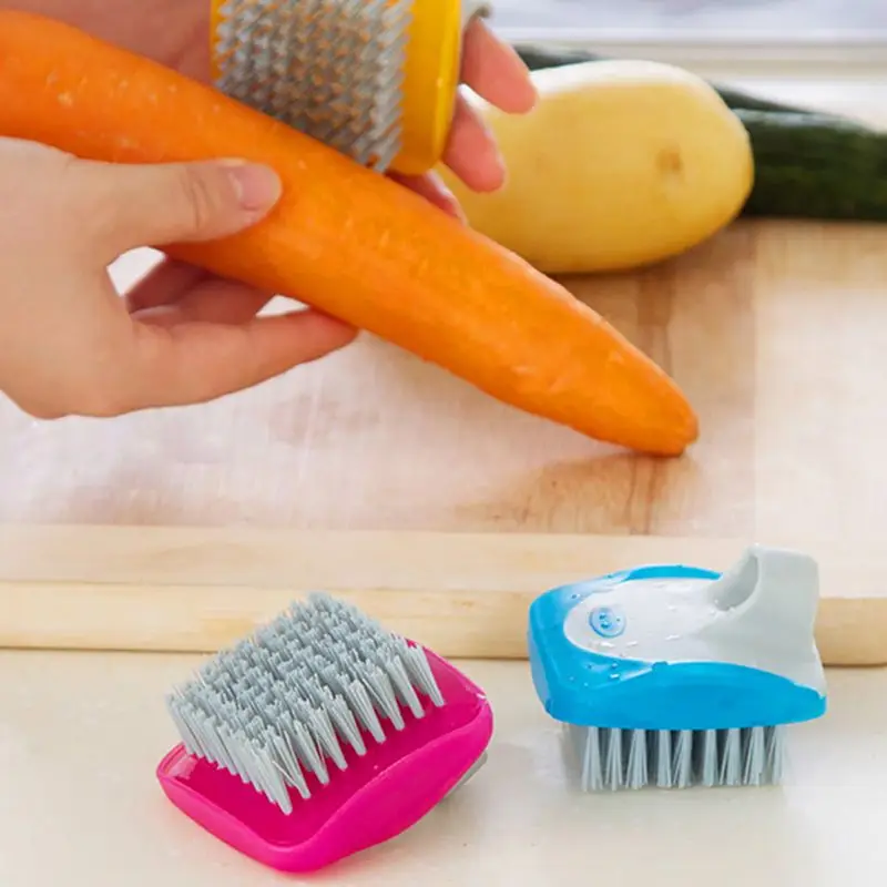 Mini Fruits Vegetables Cleaning Brush Fingers Protection Carrot Potato Cleaner Kitchen Cleaning Supplies Small Brush