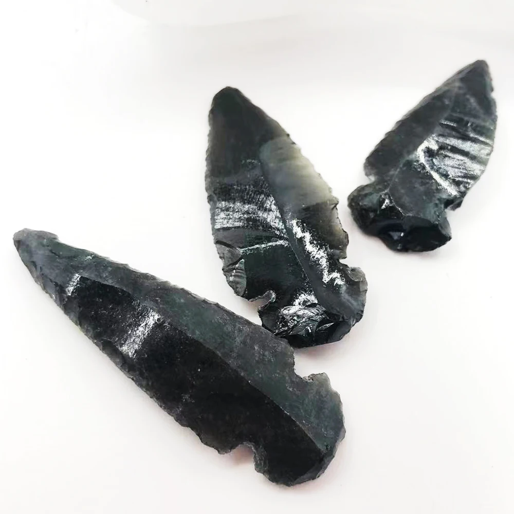 Natürlicher Obsidian-Pfeilform-Edelstein, Reiki-Heilung, schwarzer Kristall, handgefertigte Produktion, Pfeilstein, Kristallhandwerk, Glücksbringer