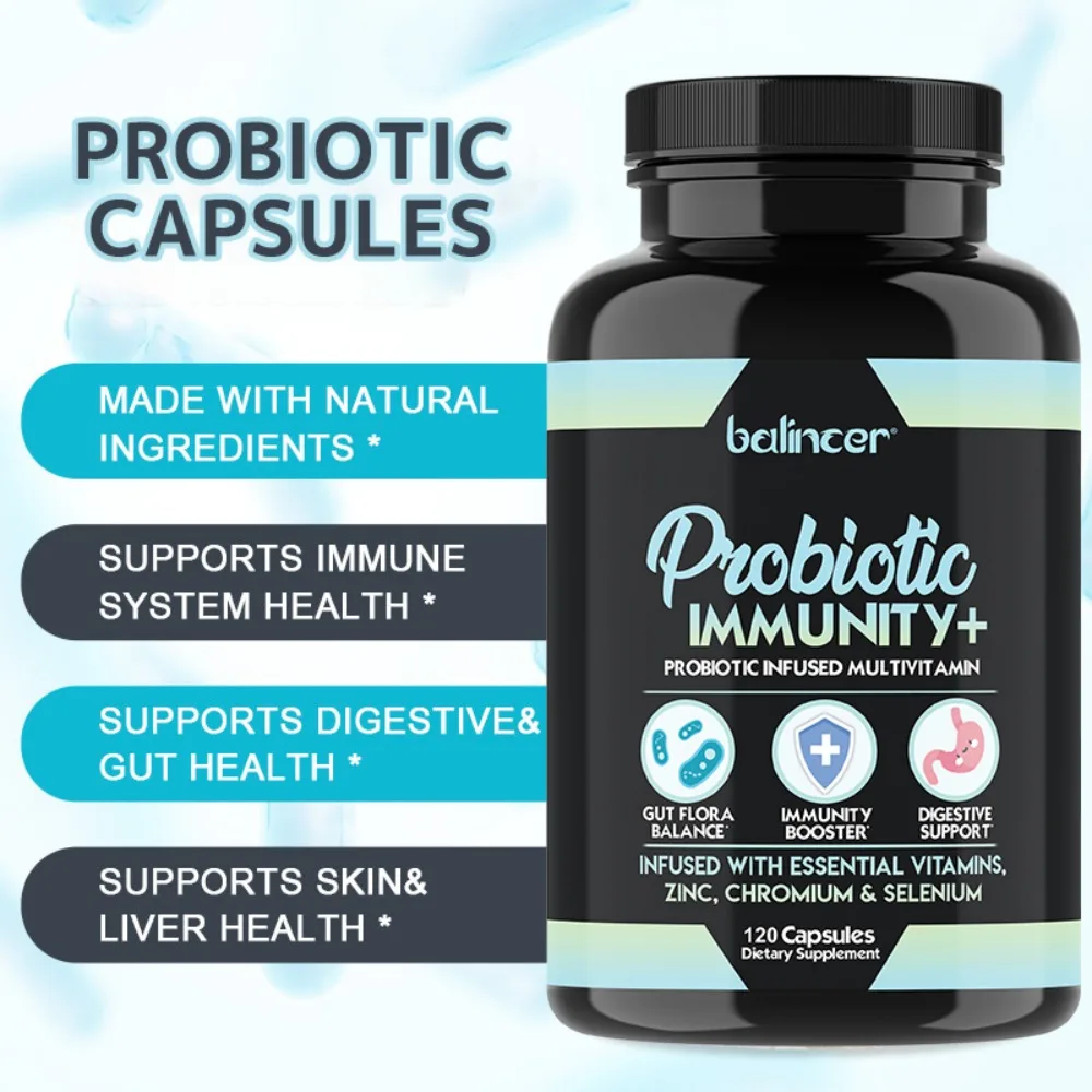 Probiotic Immunity Multivitamin - Probiotics with Vitamins, Zinc & Selenium, Gut Flora Balance & Immune Support, 120 Capsules