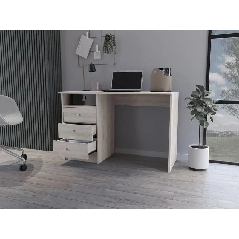 Light Gray Computer Desk for Office Space, Modern Design and Stylish Workspace Solution