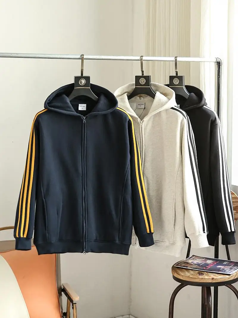 

Thiened Fce Lined Hooded Sweatirt Jaet for Men Spring Autumn Casual Spor Sle Long Sve Zipper Closure Regular Fit