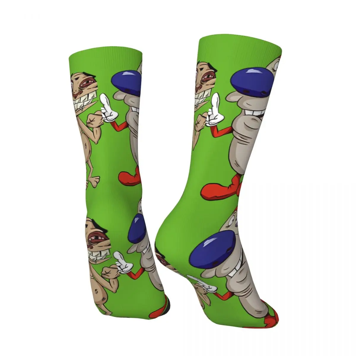 Funny Crazy compression Ren And Stimpy A-Line Dress Sock for Men Hip Hop Vintage T-The Ren & Stimpy Show Cartoon Happy Quality